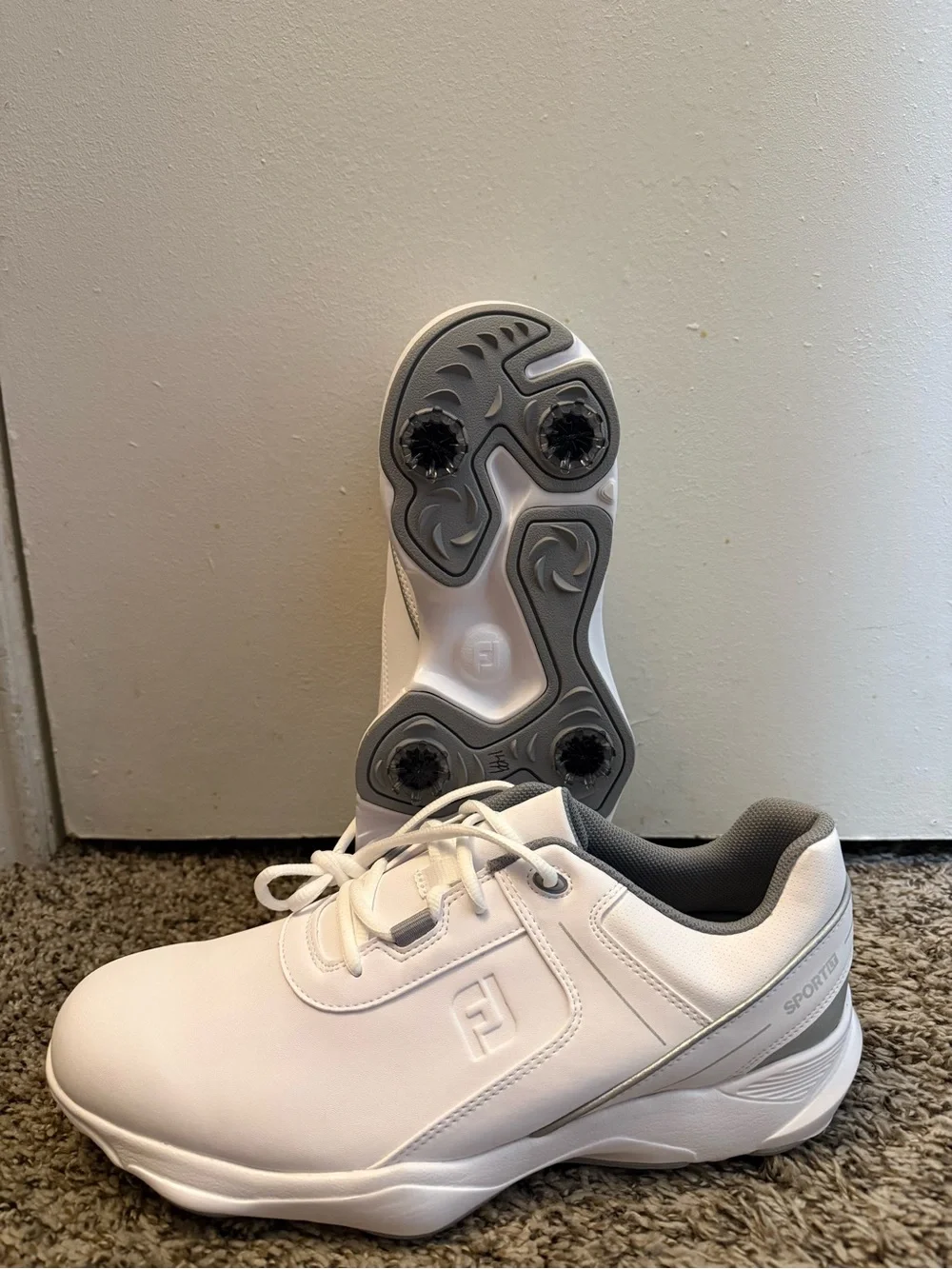 NEW FootJoy White SportLT Men’s Golf Shoes- Size 12